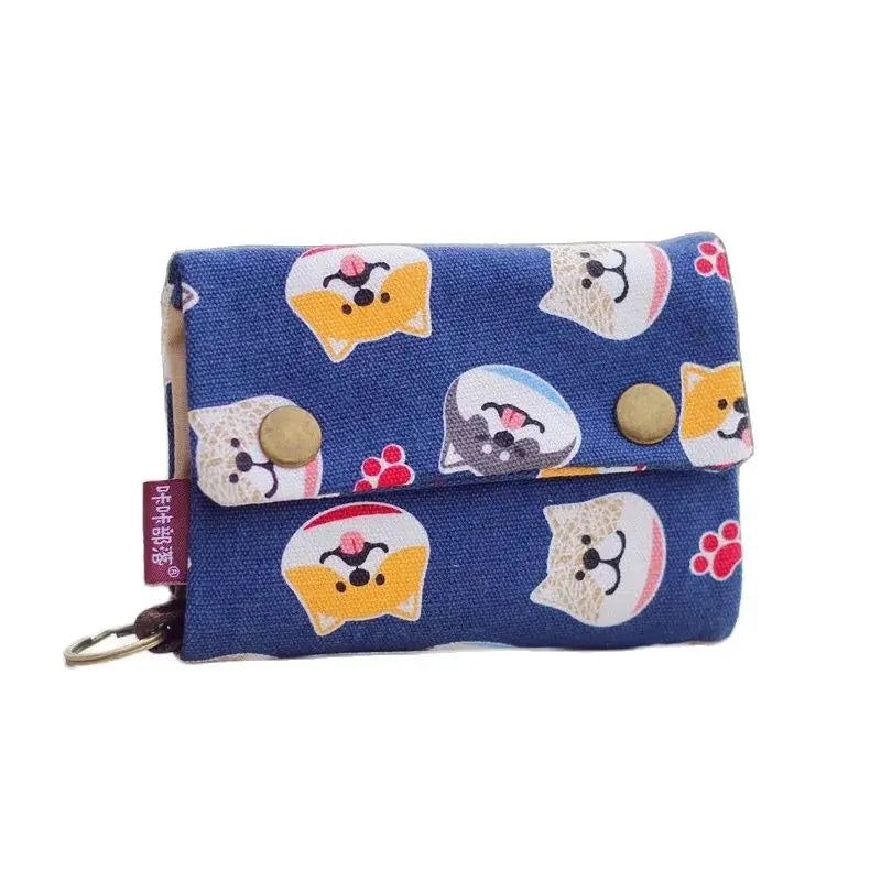 Women&#39;s Fold Card Wallet - Canvas Cartoon Key Organizer &amp; Coin Purse for Girls (2024)