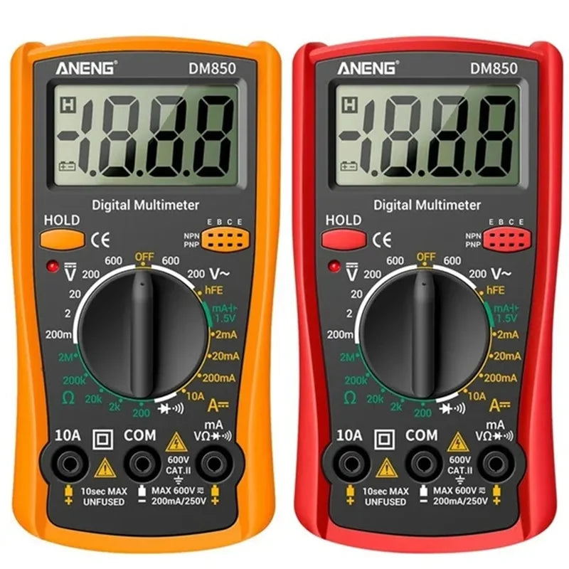 Portable LCD Digital Multimeter – AC/DC Voltage, Diode Tester, Current and Resistance Meter, Ammeter Multitester with Test Probes