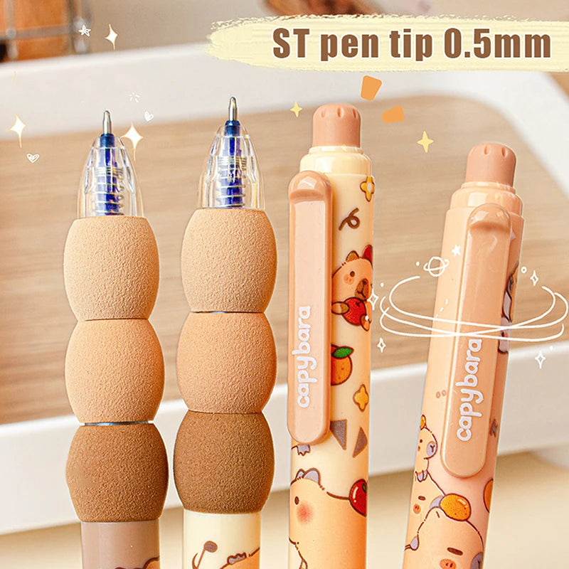 4pcs Kawaii Capybara Erasable Gel Pens - Quick-Drying Aesthetic Stationery