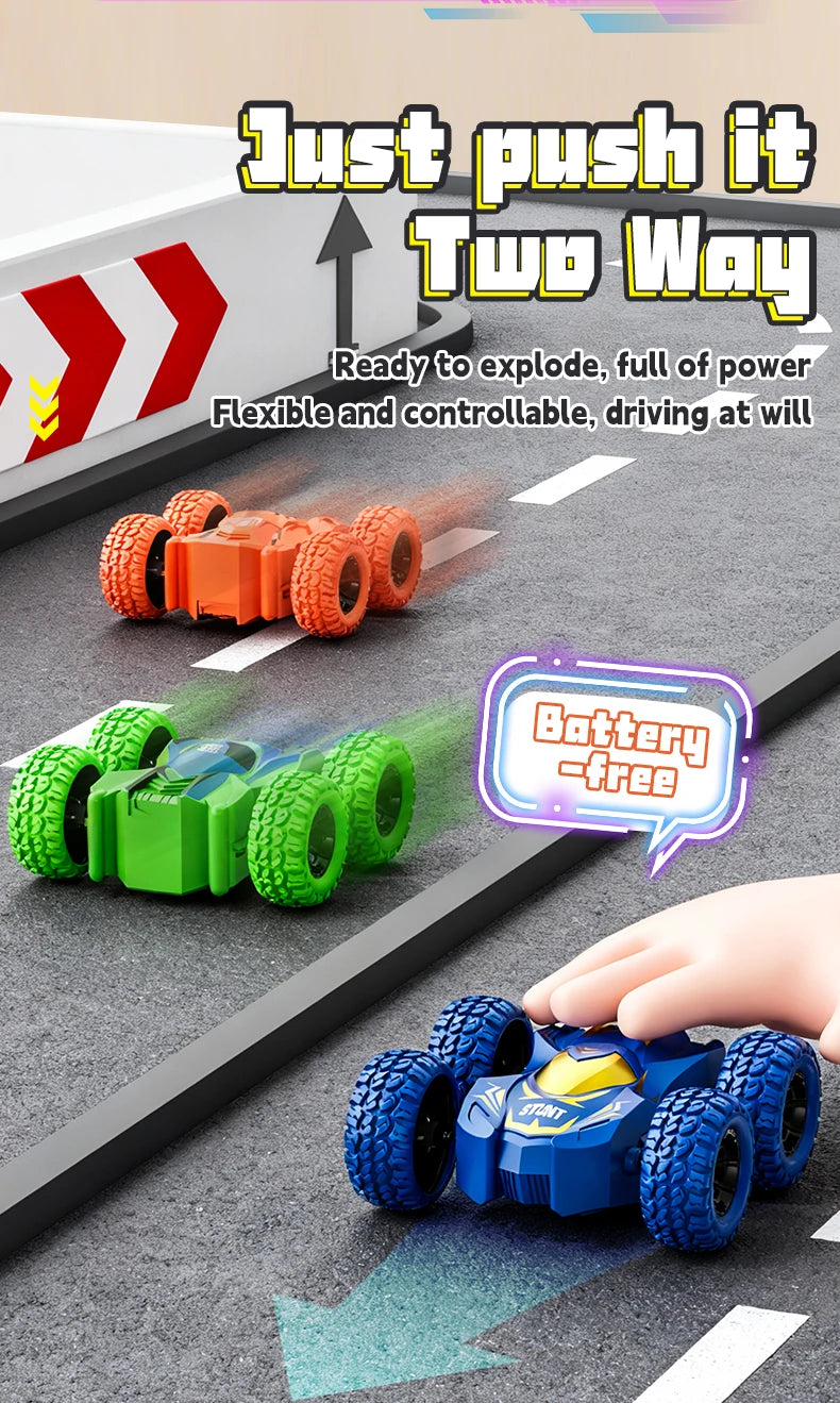 4-8 Pack 360° Stunt Cars for Kids, Friction-Powered Push-and-Go Toy Vehicles, Fun Gift for Toddlers