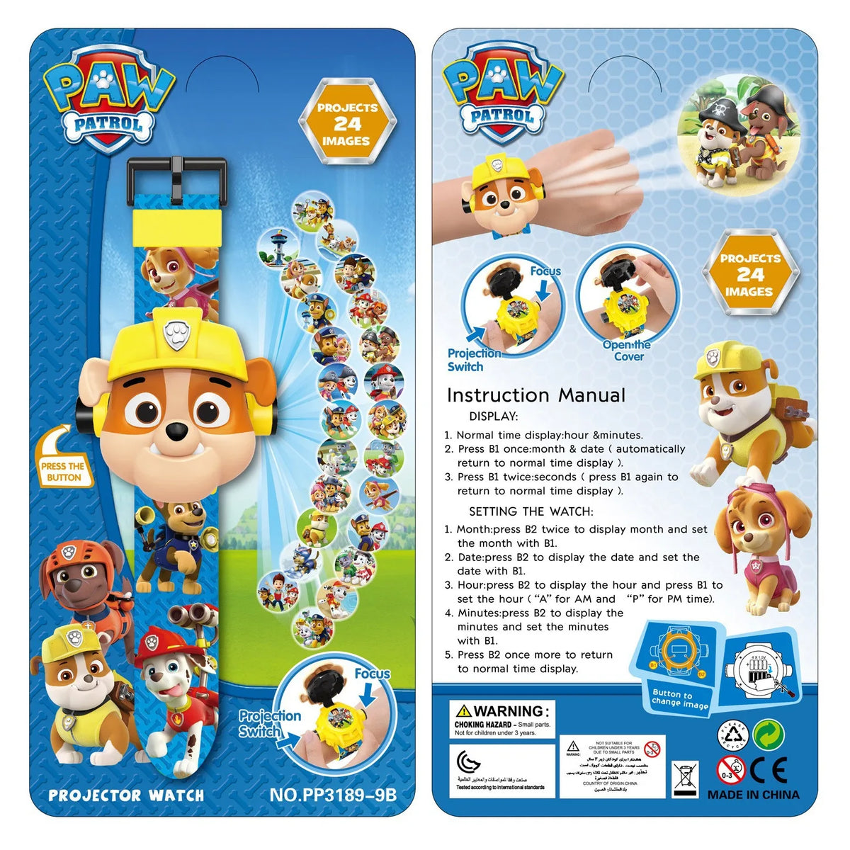 Paw Patrol 3D Projection Digital Watch Toys Set Dog Puppy Patrulla Canina Anime Action Figures Model Toy Marshall Chase Kid Gift