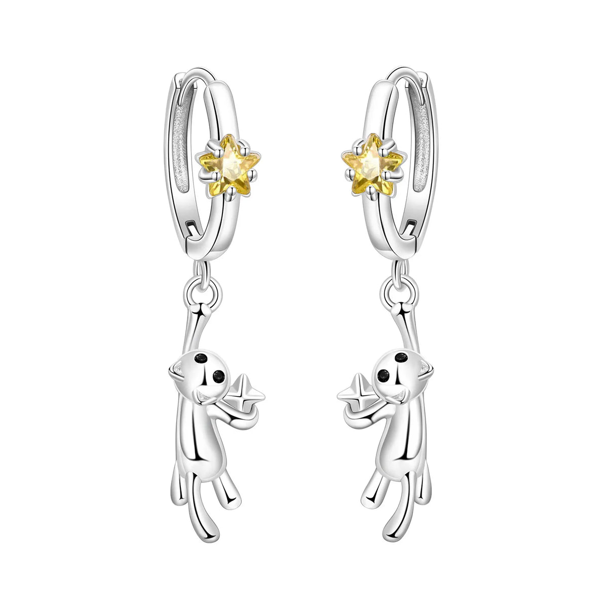 Original 925 Sterling Silver Pink Paw Print Earrings with Zircon, Heart Flower and Leaf Design, Elegant Women's Party Jewelry Gift