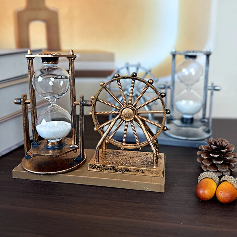 1PC Retro Ferris Wheel Quicksand Hourglass: Creative Desk Ornament for Home or Office