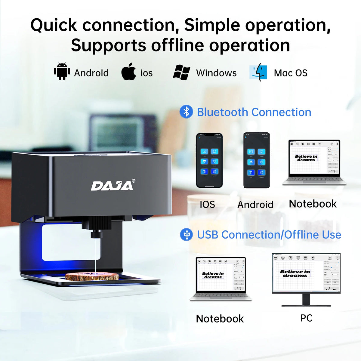 DJ6 Mini Portable Laser Engraver – DIY Bluetooth CNC for Wood, Leather, &amp; Plastic