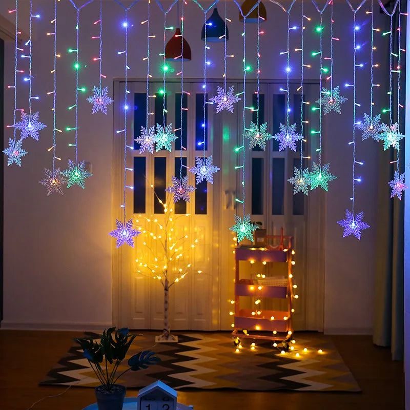 3.2M Christmas Snowflakes LED String Lights: Waterproof Fairy Curtain Lights for Holiday Decor