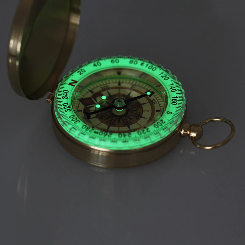 Portable Brass Compass with Noctilucent Display – Ideal for Outdoor Camping &amp; Hiking