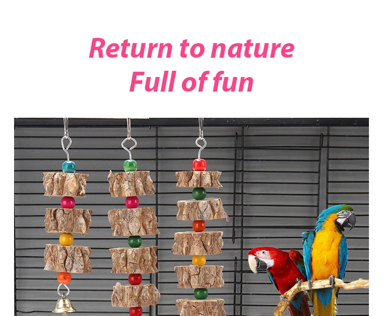 Natural Wooden Parrot Toy: Chew and Destroy Cardboard Bird Decoration for Cages