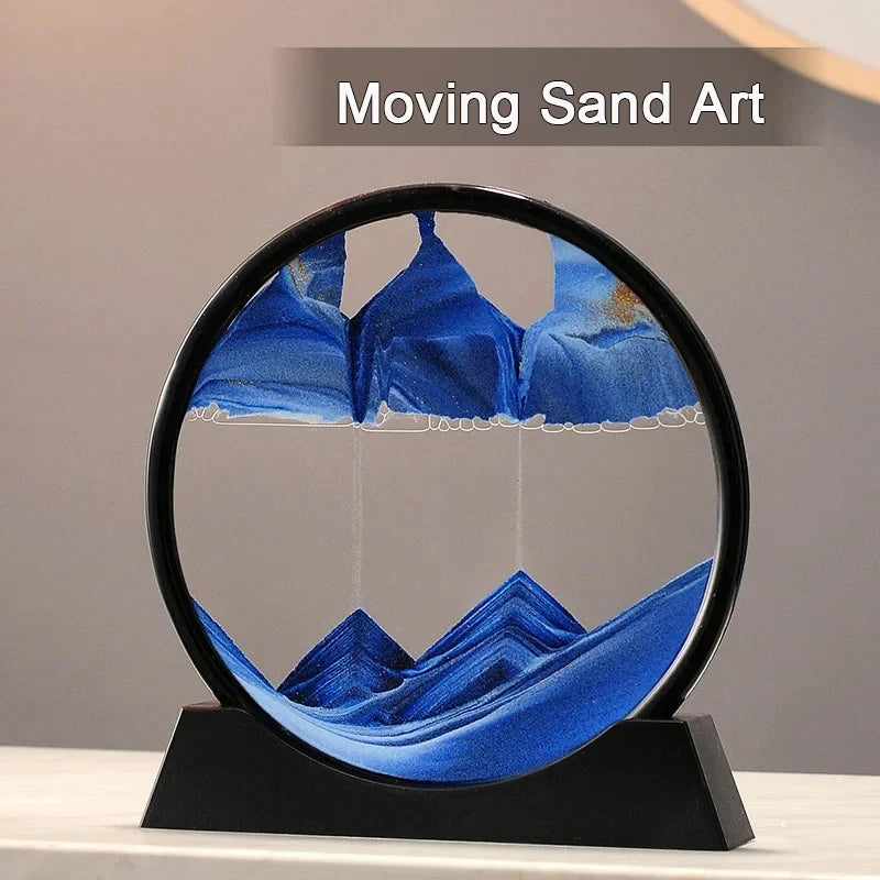 Sandscape Moving Sand Art: Round Glass Deep Sea Quicksand Decor and Gift