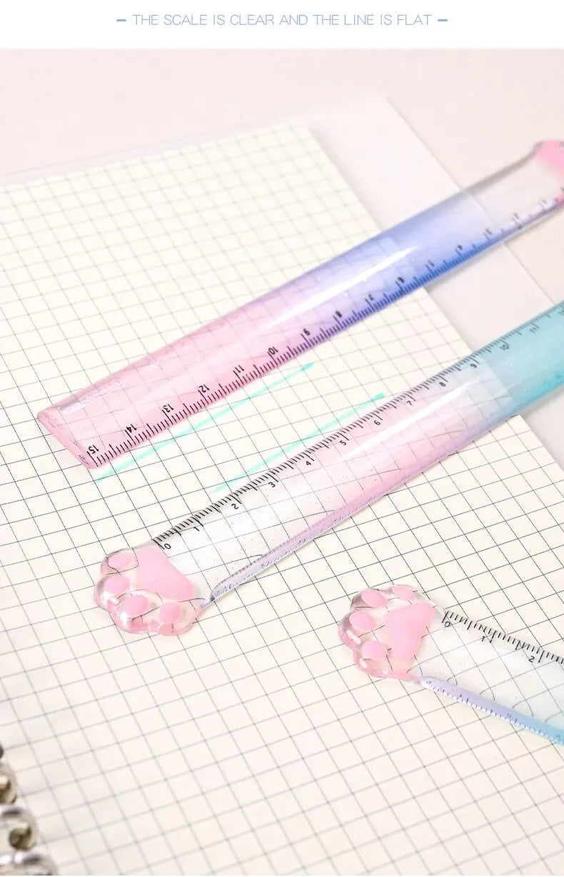 Twingo Transparent Cat&#39;s Paw Ruler - Cute Gradient Drawing Gauge for Students