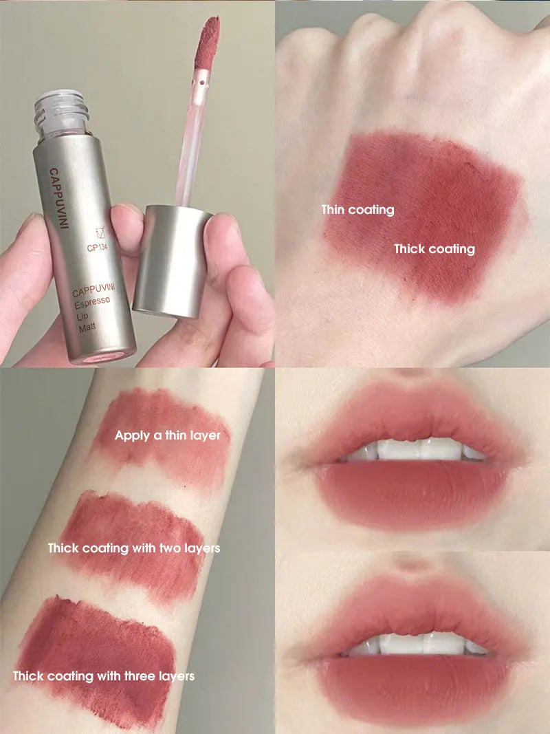 Single Velvet Matte Mist Lip Gloss - Waterproof, Smudge-Proof Liquid Lipstick, Non-Stick Cup