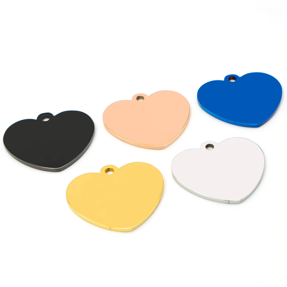 20-Piece Heart-Shaped Stainless Steel Pet ID Tags – Custom Engraved Nameplates for Dogs &amp; Cats