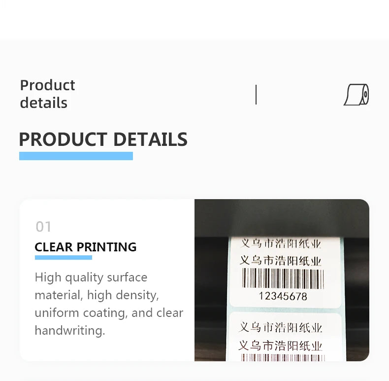 Waterproof Blank Direct Print Thermal Paper Adhesive Labels for Barcode Tags