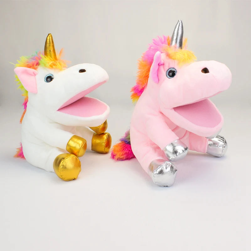 Moving Mouth Unicorn Hand Puppet Plush Toy, Interactive Parent-Child Roleplay Game, Fun Educational Toy for Kids