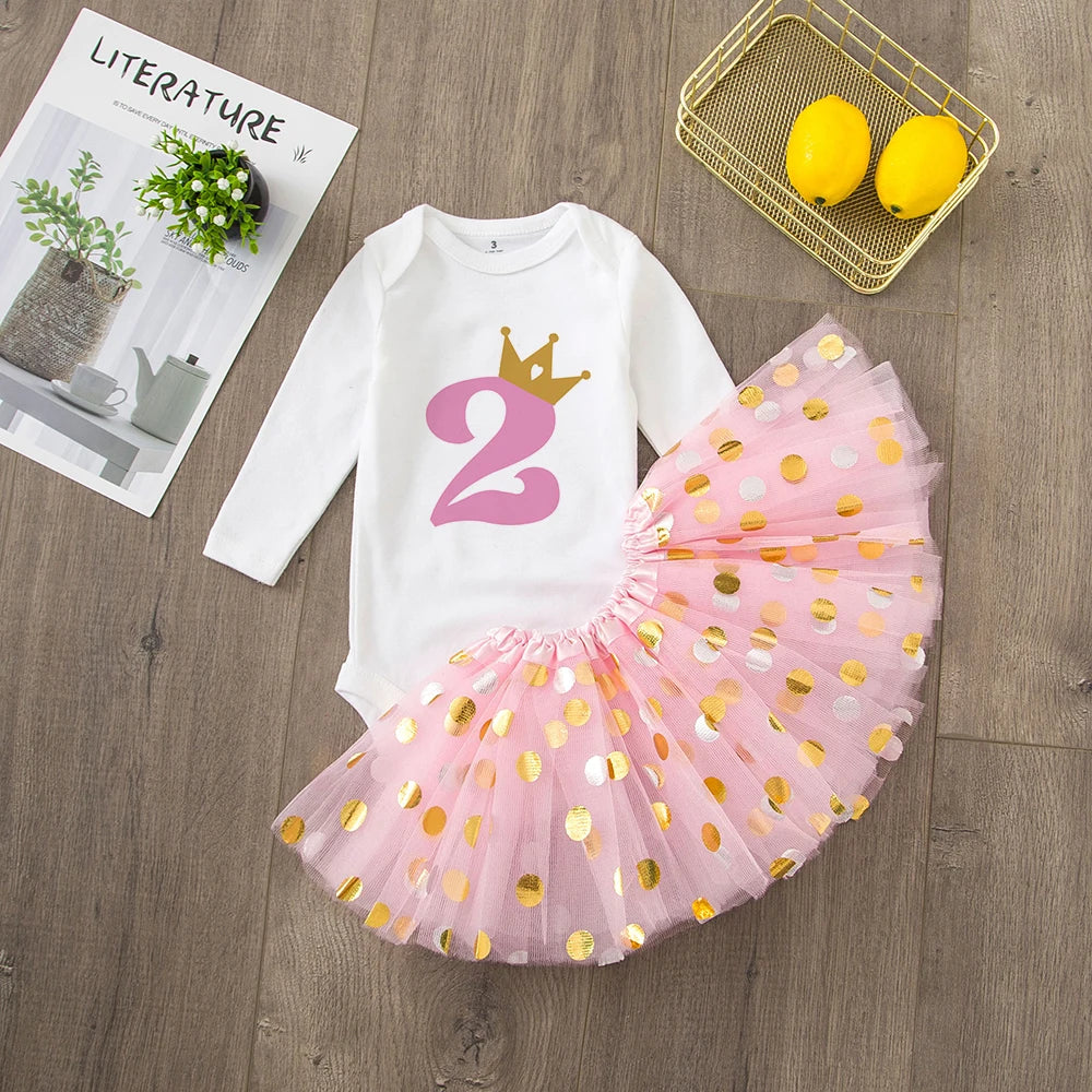 Baby Girl&#39;s 1st Birthday Outfit – Tutu Dress Set for Newborns and Infants, Perfect for Birthday Parties