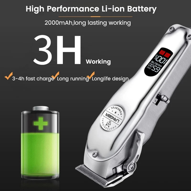 Professional Dog Hair Clipper: All-Metal Rechargeable Pet Trimmer for Quiet Grooming