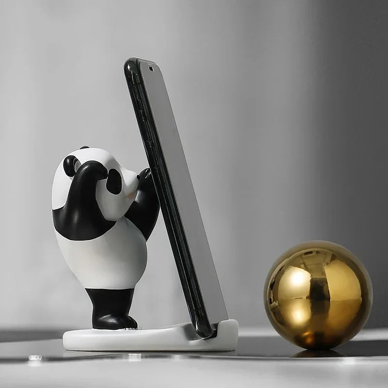 Panda Figurines: Universal Mobile Phone Stand Holder and Desk Decor