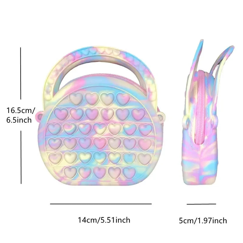 1PC Pop Purse - Silicone Sensory Push Bubble Crossbody Bag, Unicorn Handbag &amp; Coin Pouch for Kids