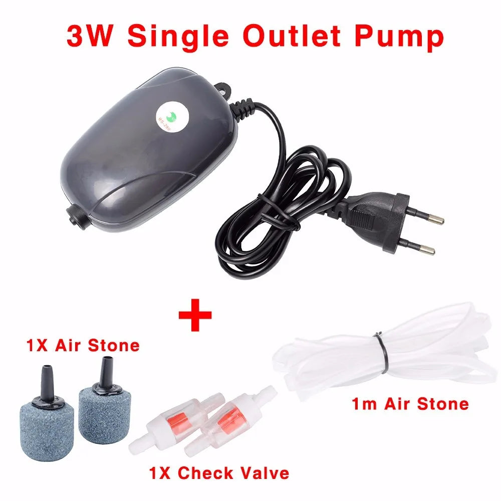 Mini Aquarium Air Pump: 220V Compressor with Single/Double Outlet and Check Valve