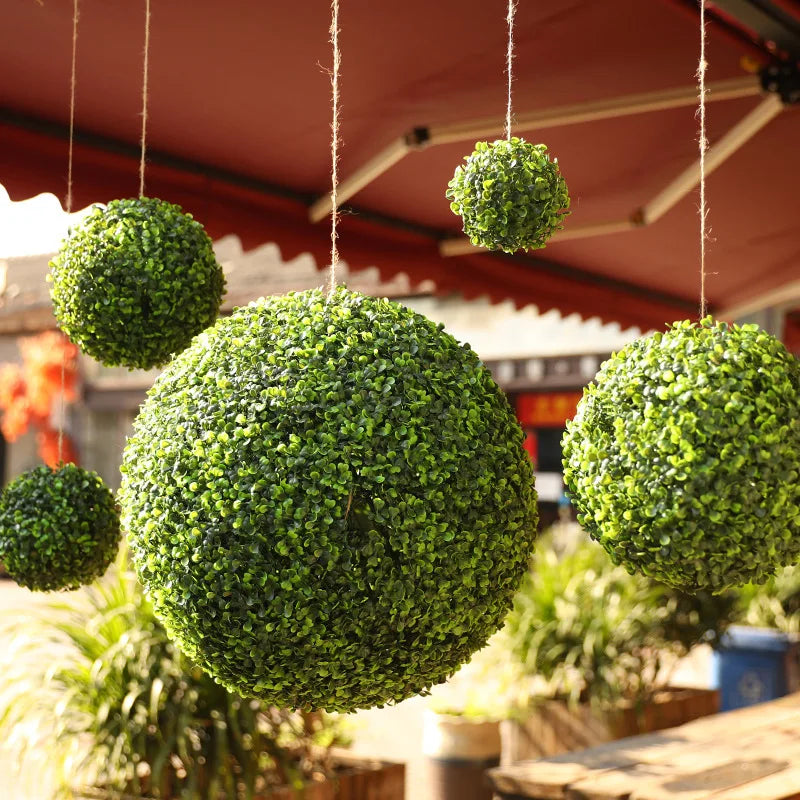 Artificial Green Plant Grass Ball - Simulated Boxwood Decoration for Home and Garden