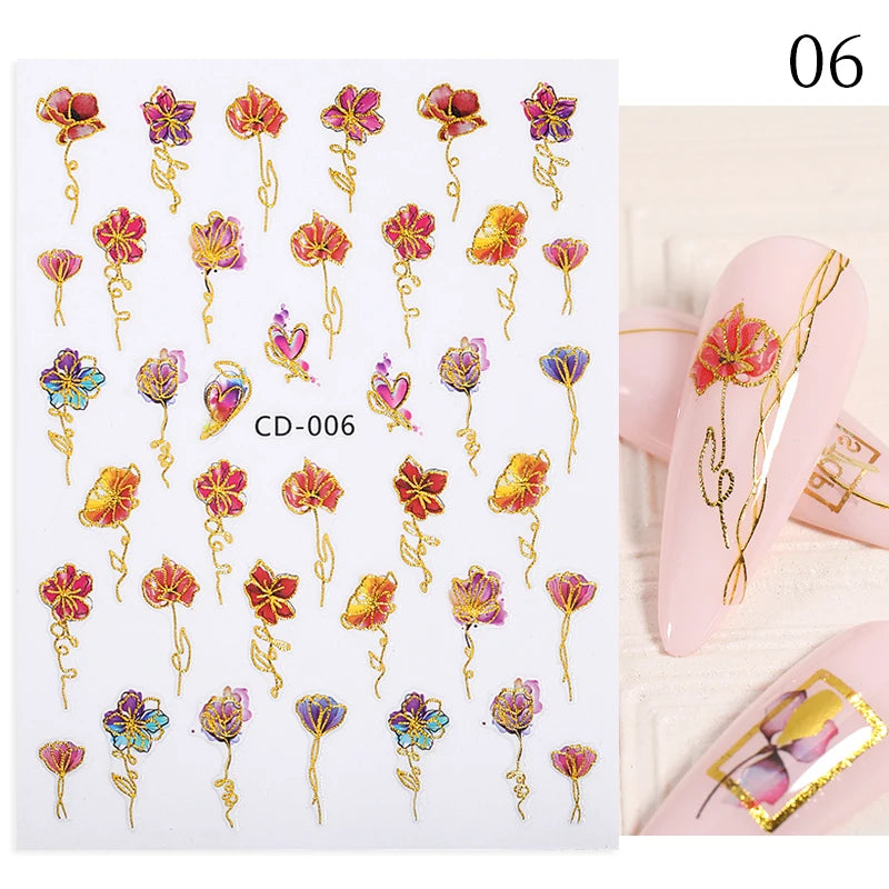 Succulent Plants 3D Nail Sticker - Spring Floral DIY Decoration