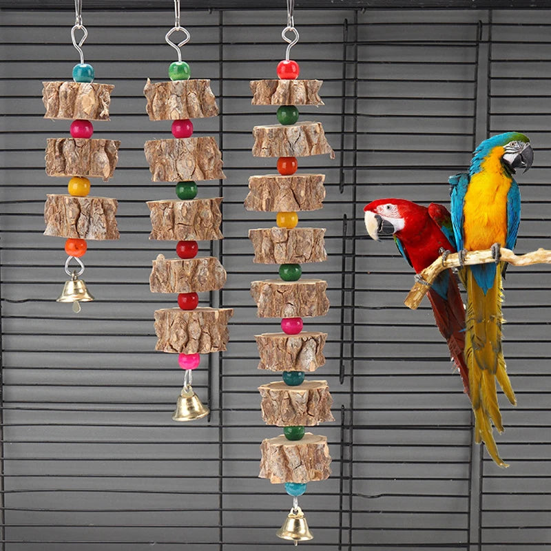 Natural Wooden Parrot Toy: Chew and Destroy Cardboard Bird Decoration for Cages