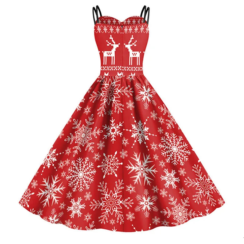 Women&#39;s Skeleton Rose Print Halloween Dress: Gothic Rockabilly Party Costume