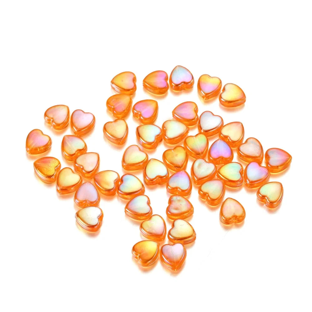 100PCS 9mm Colorful Heart Acrylic Spacer Beads – Perfect for DIY Jewelry Making, Necklaces, and Bracelets