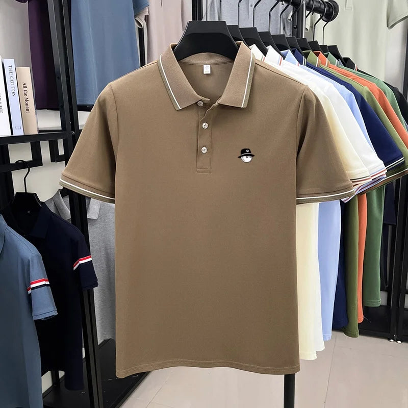 Men's Luxury Printed Polo Shirt, Breathable Short Sleeve Business Casual Tee, Premium Summer Fashion Top