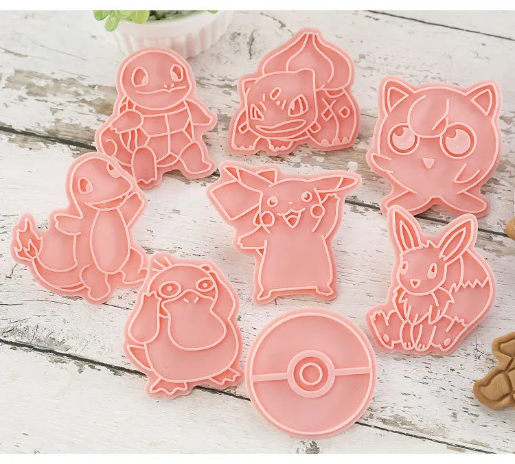 6 Pcs Pokémon Figures Cookie Cutter Set: Cartoon DIY Bakery Molds for Biscuits, Press Stamps, and Sugar Paste Cake Embossers