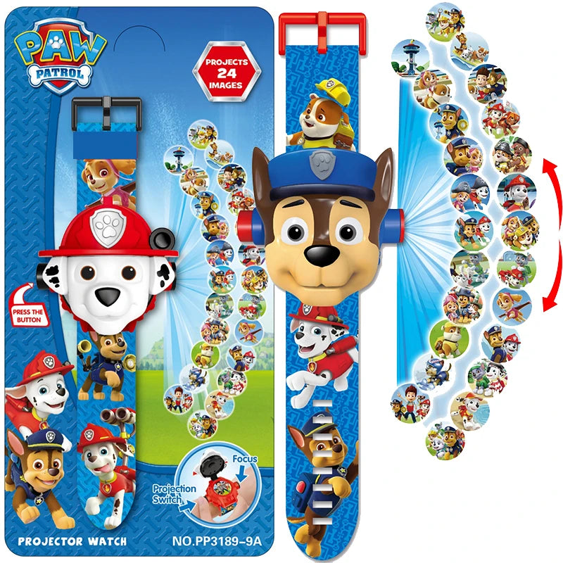 Paw Patrol 3D Projection Digital Watch Toys Set Dog Puppy Patrulla Canina Anime Action Figures Model Toy Marshall Chase Kid Gift