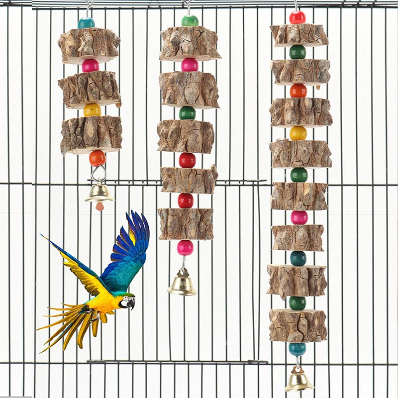 Natural Wooden Parrot Toy: Chew and Destroy Cardboard Bird Decoration for Cages