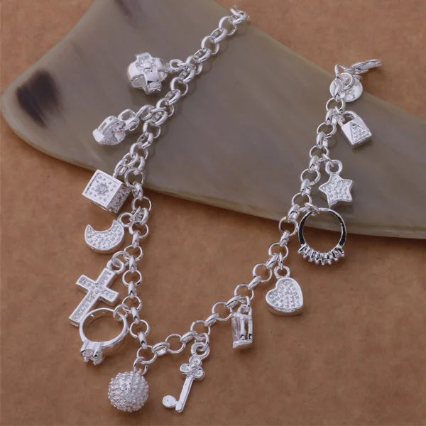 925 Sterling Silver Heart Bracelet for Women and Men, High-Quality Romance Chain Fashion Jewelry for Engagement, Party and Wedding Gift