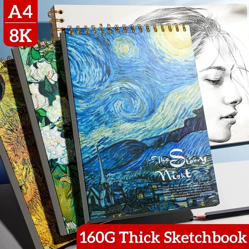 A4/8K Professional Sketchbook - 160GSM Thick Paper for Watercolor Painting