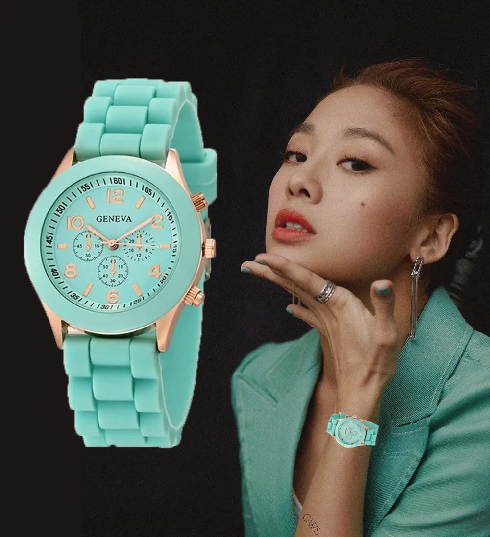 Women’s Fashion Luxury Watch – Silicone Strap Quartz Wrist Watch for Females