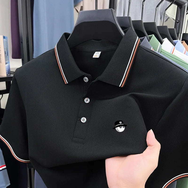 Men's Luxury Printed Polo Shirt, Breathable Short Sleeve Business Casual Tee, Premium Summer Fashion Top