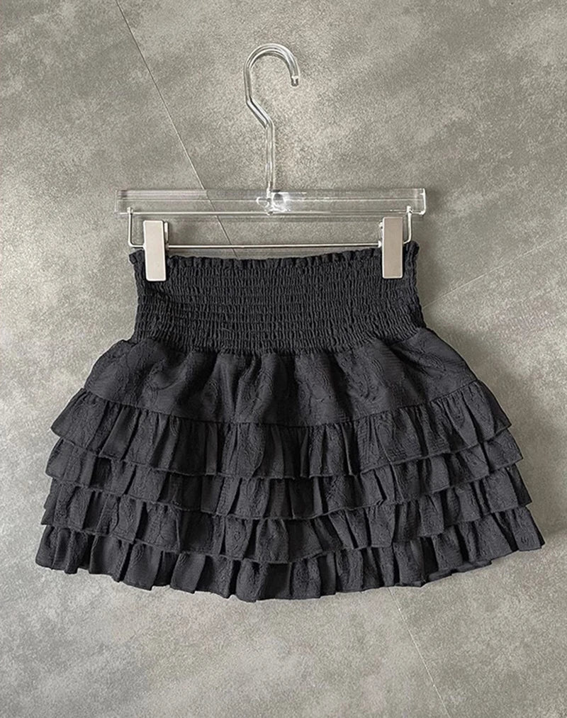 Streetwear Y2K Ruffled Mini Skirt: High Waist Lace A-Line Skirt for Summer Kawaii Fashion