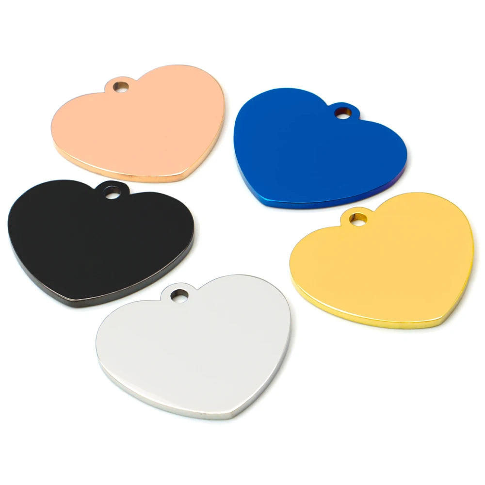 20-Piece Heart-Shaped Stainless Steel Pet ID Tags – Custom Engraved Nameplates for Dogs &amp; Cats