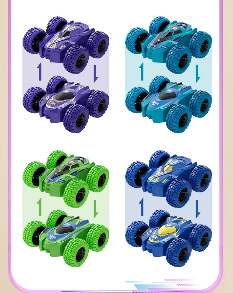 4-8 Pack 360° Stunt Cars for Kids, Friction-Powered Push-and-Go Toy Vehicles, Fun Gift for Toddlers