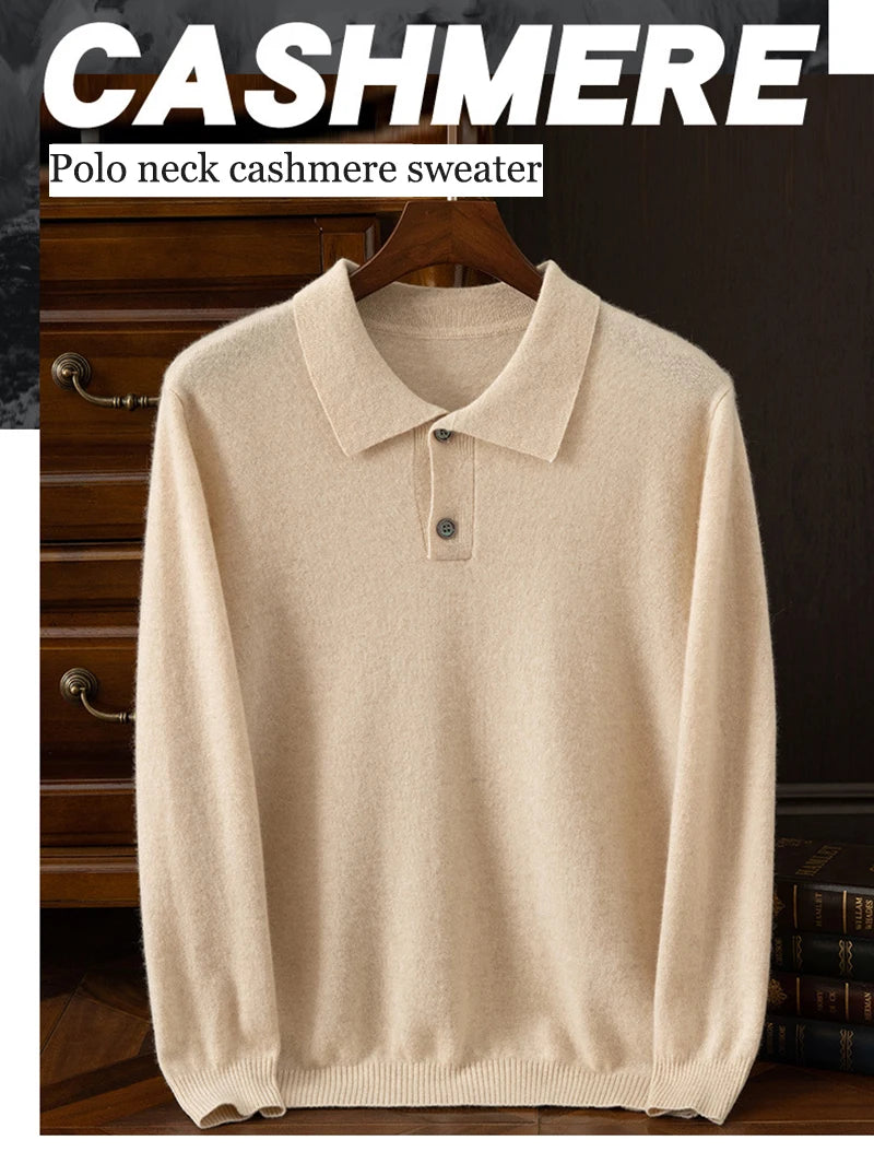 Soft Cashmere Sweater Men&#39;s Clothing Tops Autumn Winter Male Business Casual Polo Collar Knitted Pullover Spring