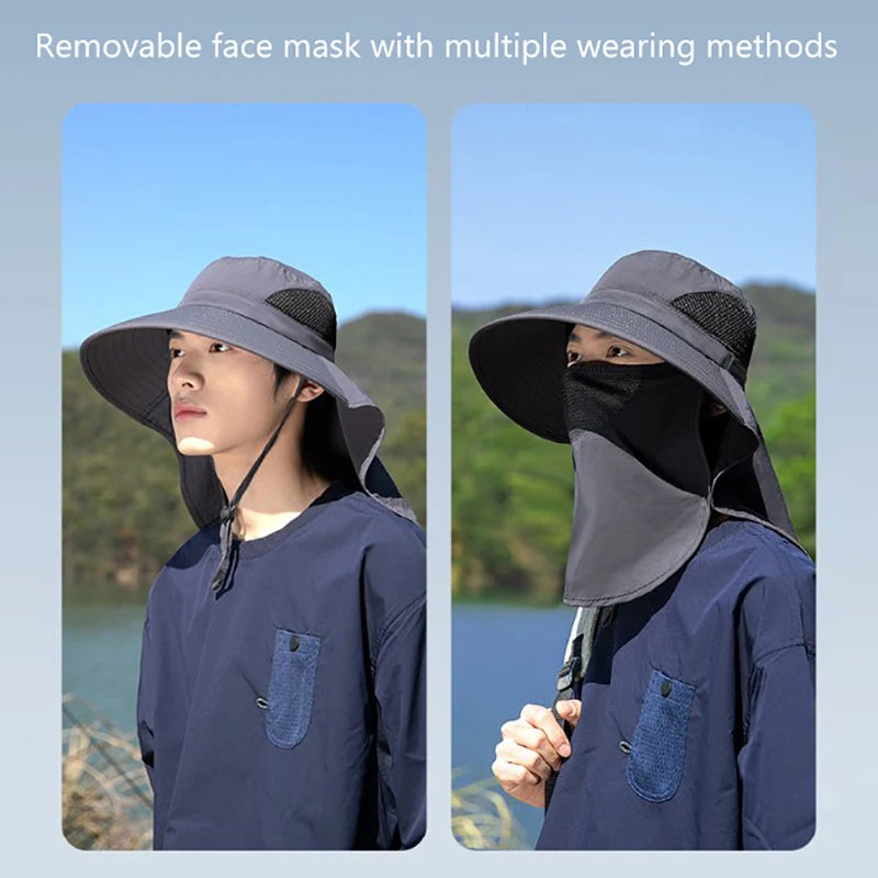 UV Protection Sun Hat with Neck Flap – Outdoor Fishing &amp; Hiking Cap for Men &amp; Women