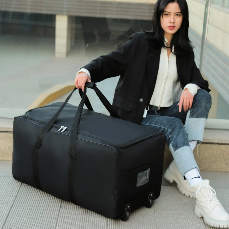 New Large Capacity Wheel Travel Bag - Foldable Duffle Bag &amp; Carry-On Luggage Carrier