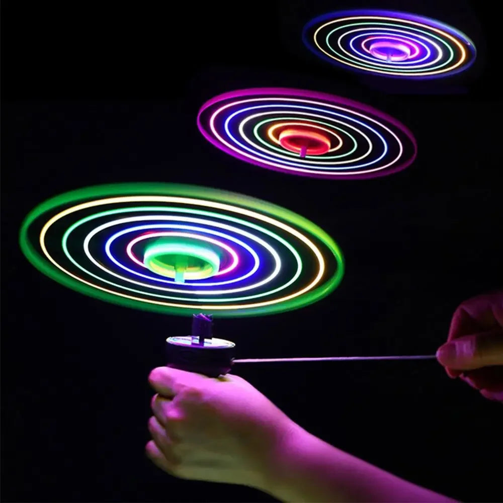 Kids Luminous Flying Disc Propeller Toys LED Lighting Pull String Flying UFO Toy Spinning Top Outdoor Game Sports Toy Gift