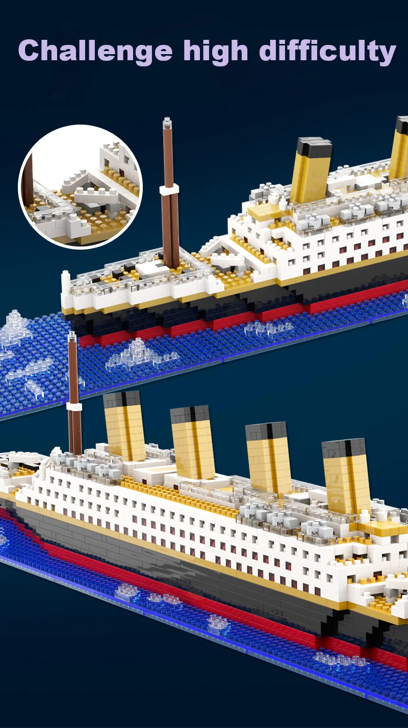 Titanic Building Block Model Kit: Small Particle Puzzle Cruise Ship for Kids