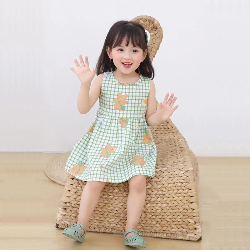 Cotton Summer Dress for Girls – Sleeveless Floral Princess Party Outfit, Perfect Kids Clothing