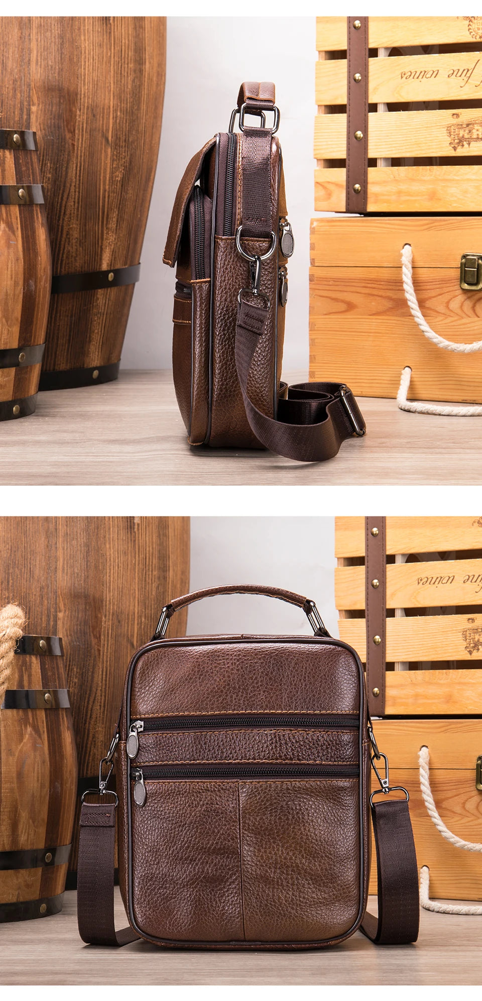 WESTAL Genuine Leather Crossbody Bag - Designer Messenger Bag for iPad and Daily Use