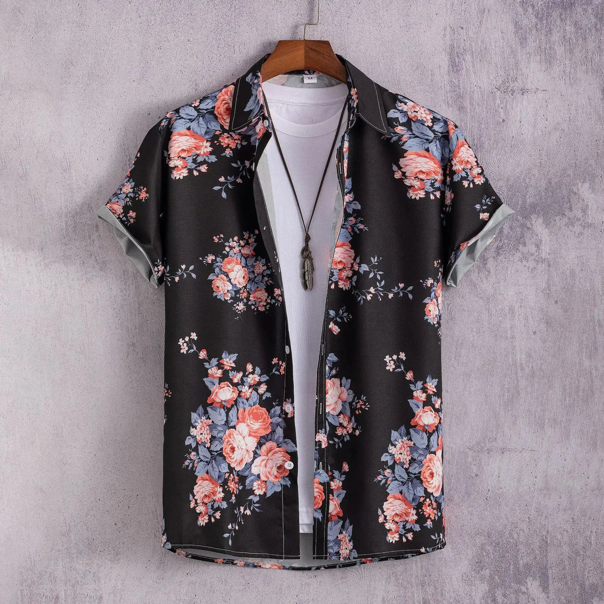 Men's Hawaiian Floral Print Shirt, Casual Short Sleeve Button-Up, Lightweight Beach Holiday Summer Wear
