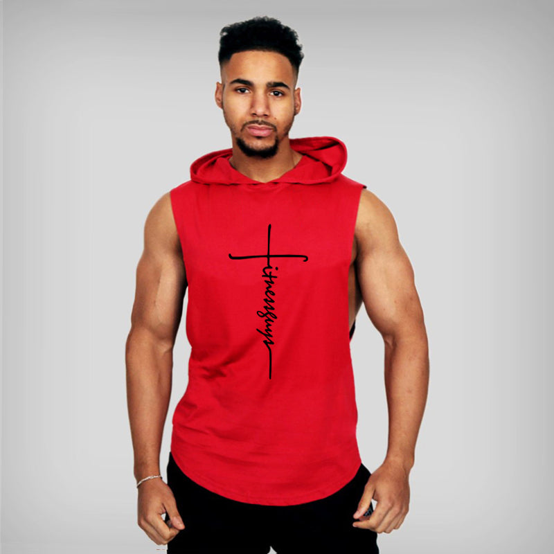 Fitness Guys Mens Hooded Tank Top Bodybuilding Stringer Hoodies Singlets Summer Gym Clothing Cotton Sports Sleeveless T Shirt