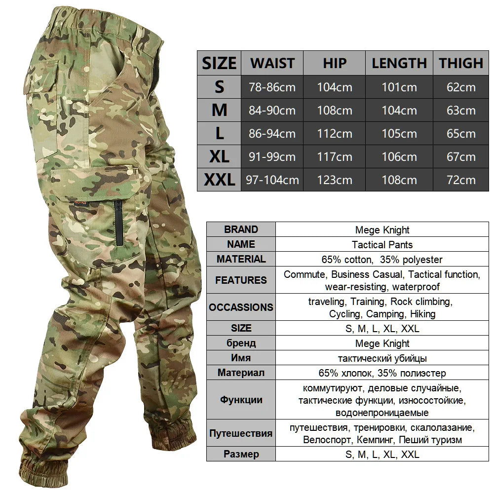 Mege Tactical Camouflage Cargo Joggers - Ripstop Outdoor Hiking Pants