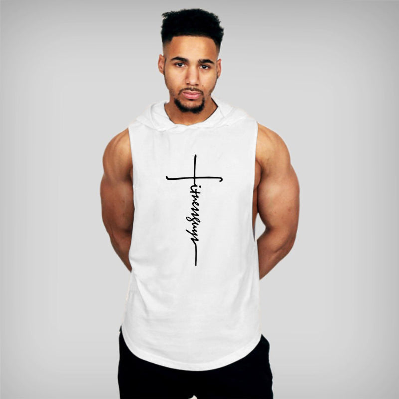 Fitness Guys Mens Hooded Tank Top Bodybuilding Stringer Hoodies Singlets Summer Gym Clothing Cotton Sports Sleeveless T Shirt