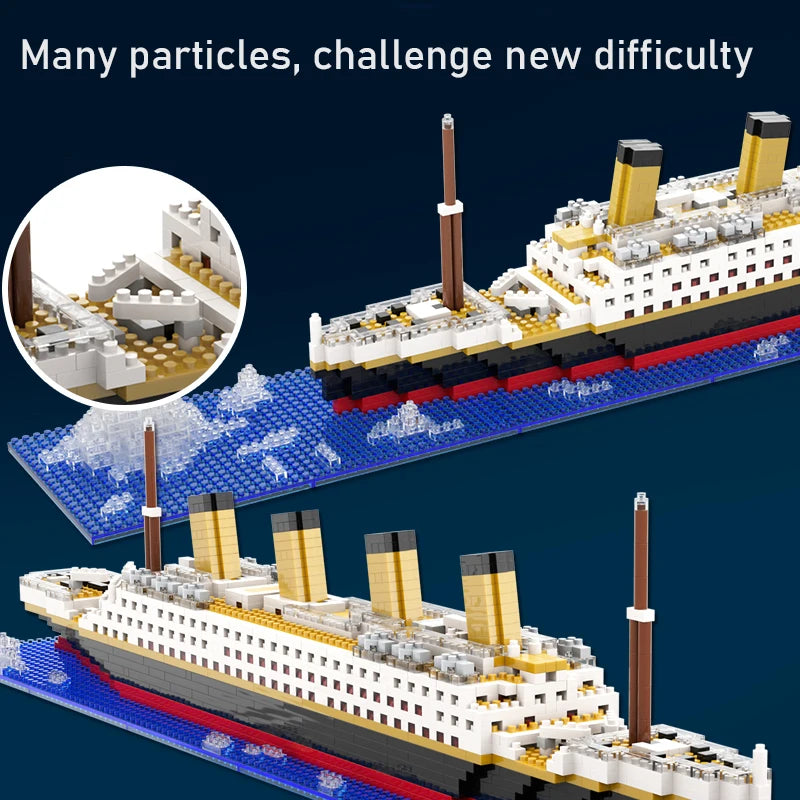 Titanic Building Block Model Kit: Small Particle Puzzle Cruise Ship for Kids